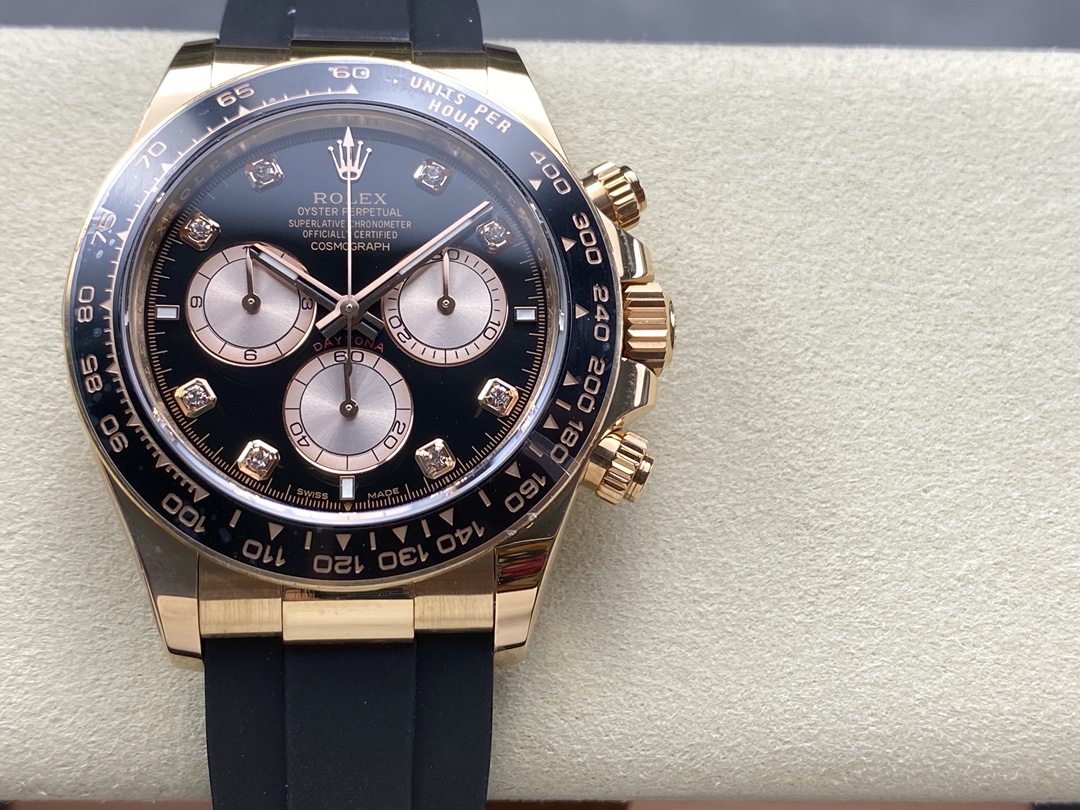 Rolex Daytona Everose Rubber 126515LN 0004 Black Dial Diamond Watch
